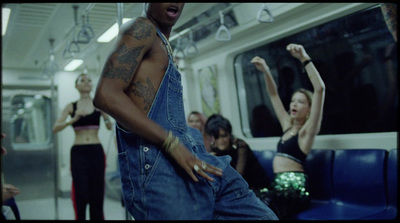 a group of people on a subway train