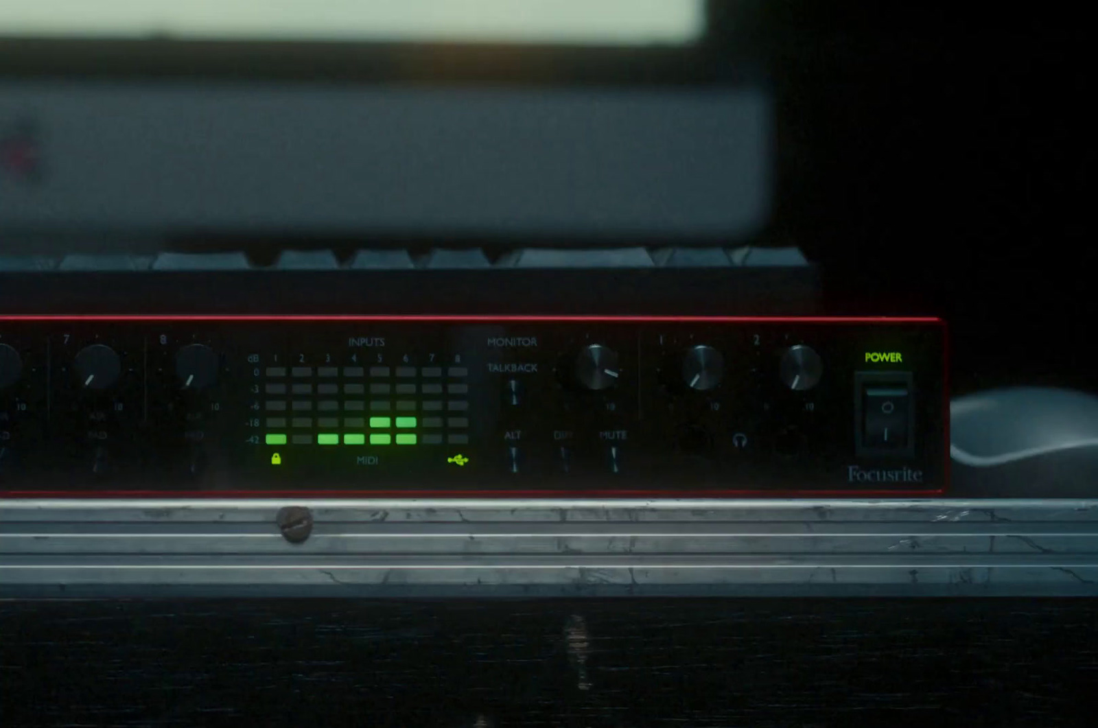 a close up of a sound board on a table