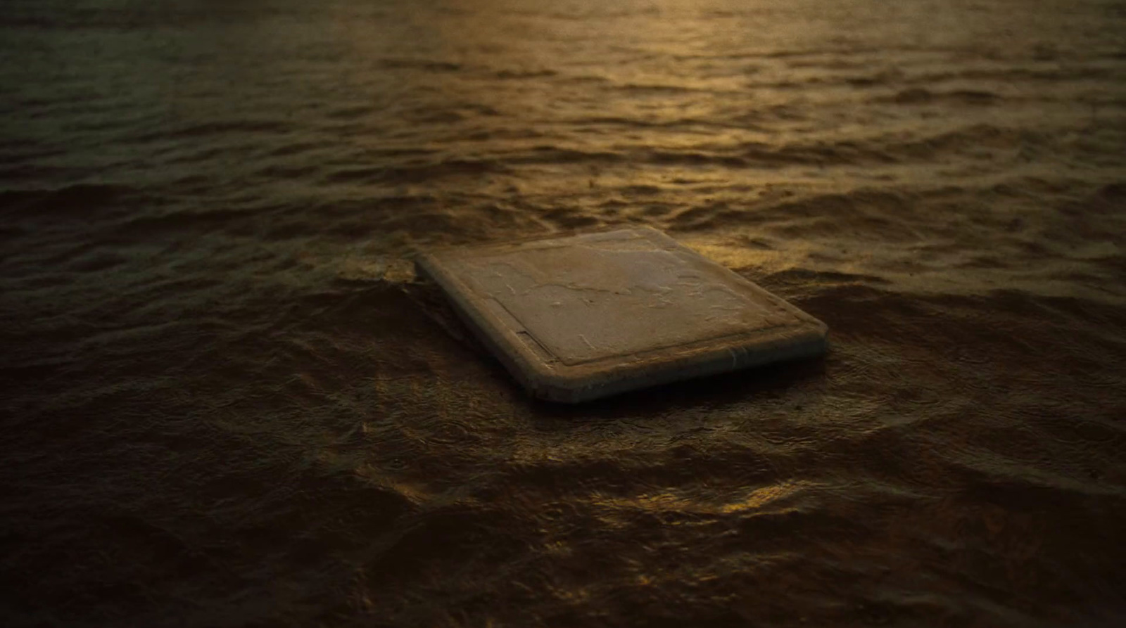 a book floating on top of a body of water