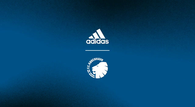 a blue background with a white adidas logo