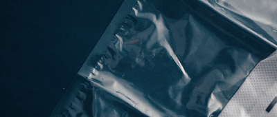 a close up of a plastic bag on a table