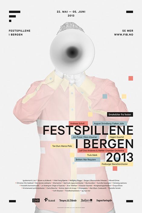 a poster for a festival with a man in a pink shirt