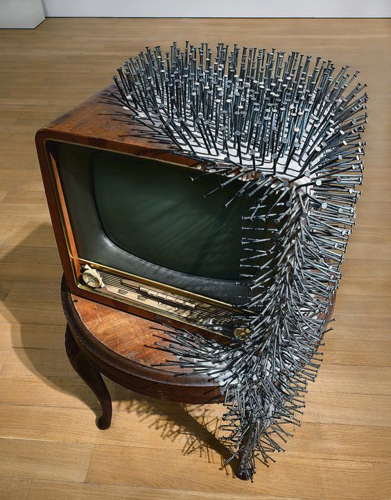 a television that has a bunch of spikes on it