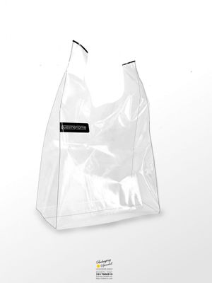 a clear plastic bag on a white background