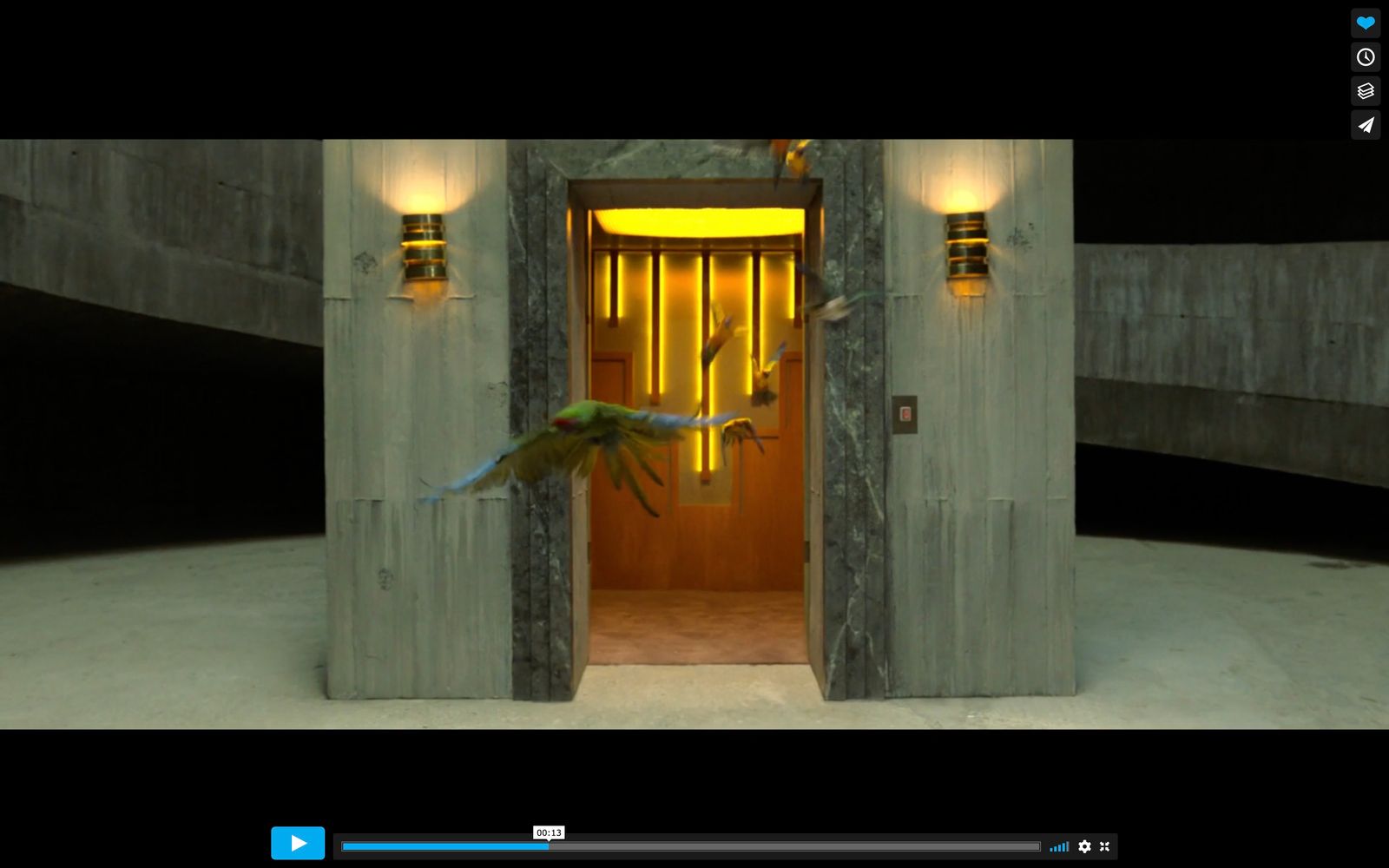 a bird flying out of a doorway into a building