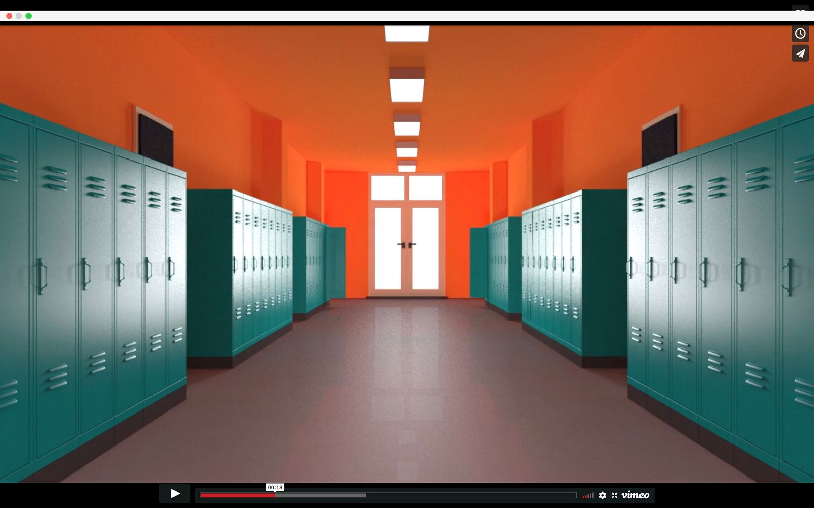 a picture of a hallway with lockers in it