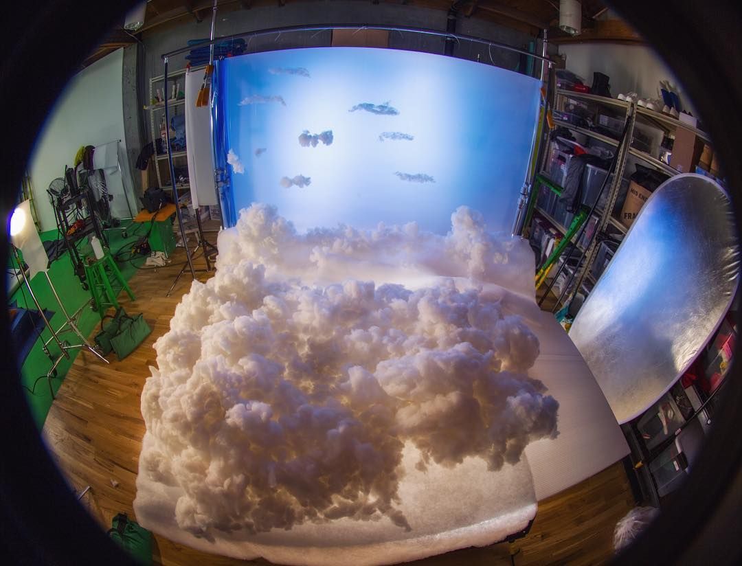 a room filled with lots of white clouds