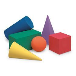 a group of colorful shapes and a ball