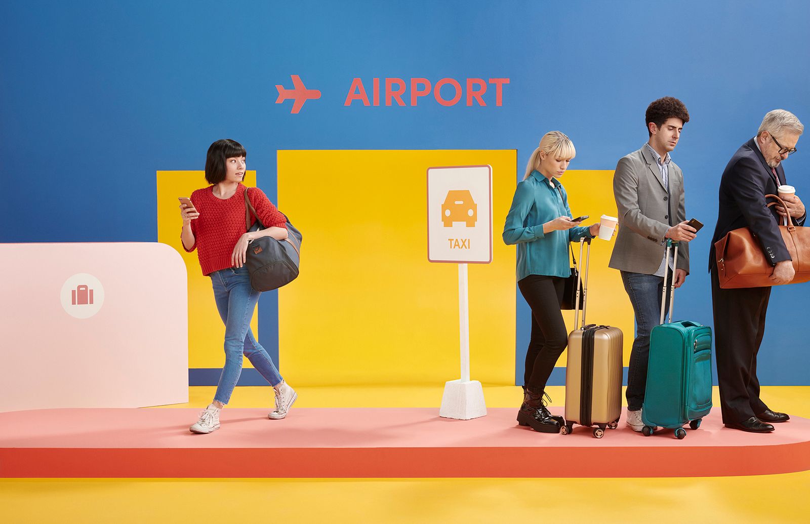 a group of people standing around with luggage