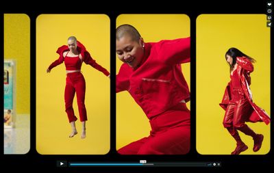 a woman in red jumpsuits and a man in red jumpsuits