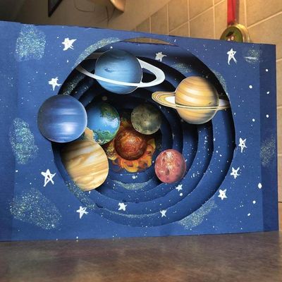 a box with a picture of the planets in it