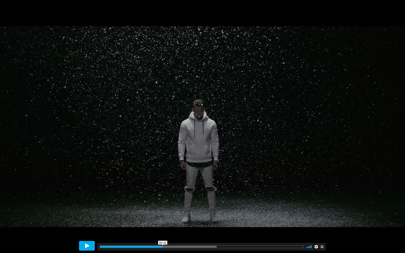 a man standing in the rain in the dark