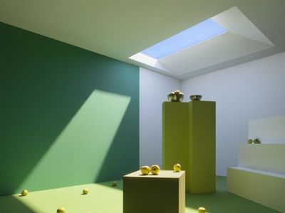 a room that has some yellow balls in it