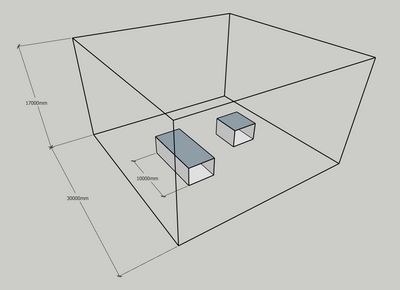 a drawing of a room with a desk and a chair