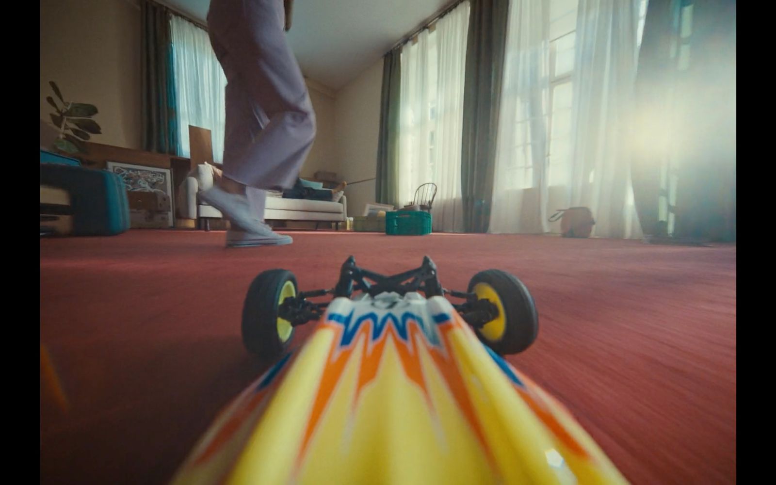 a close up of a toy car on a floor