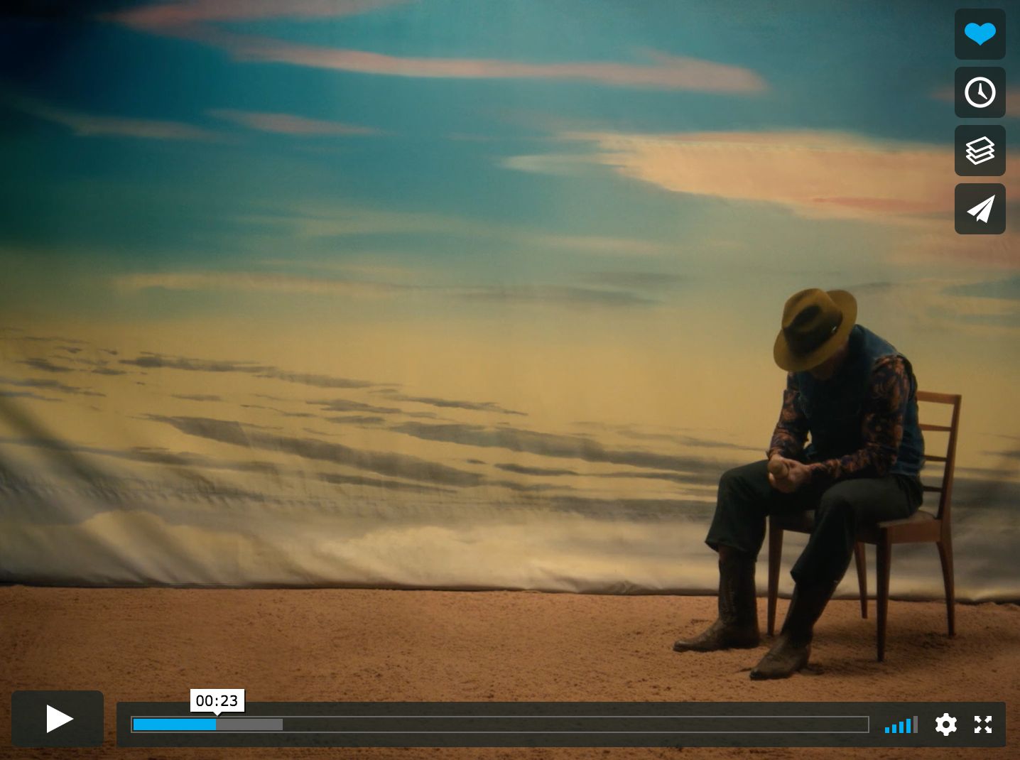 a man sitting on a chair in front of a painting