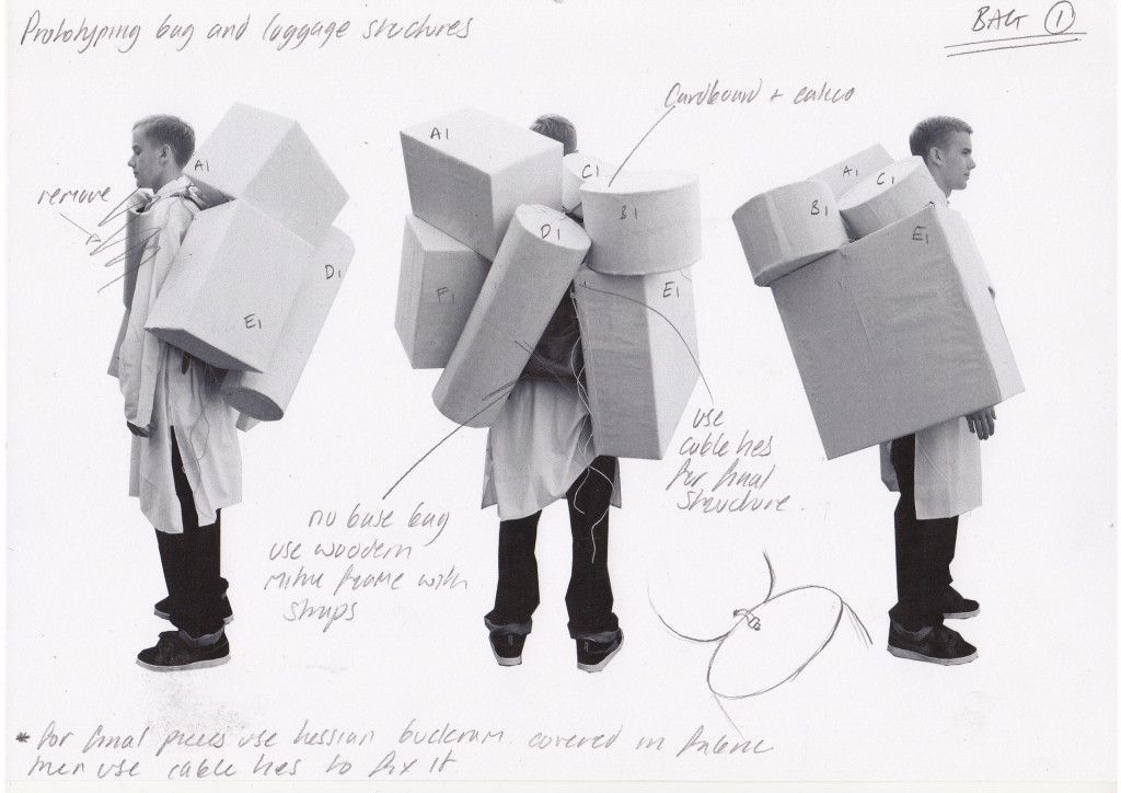 a group of men carrying boxes on their backs