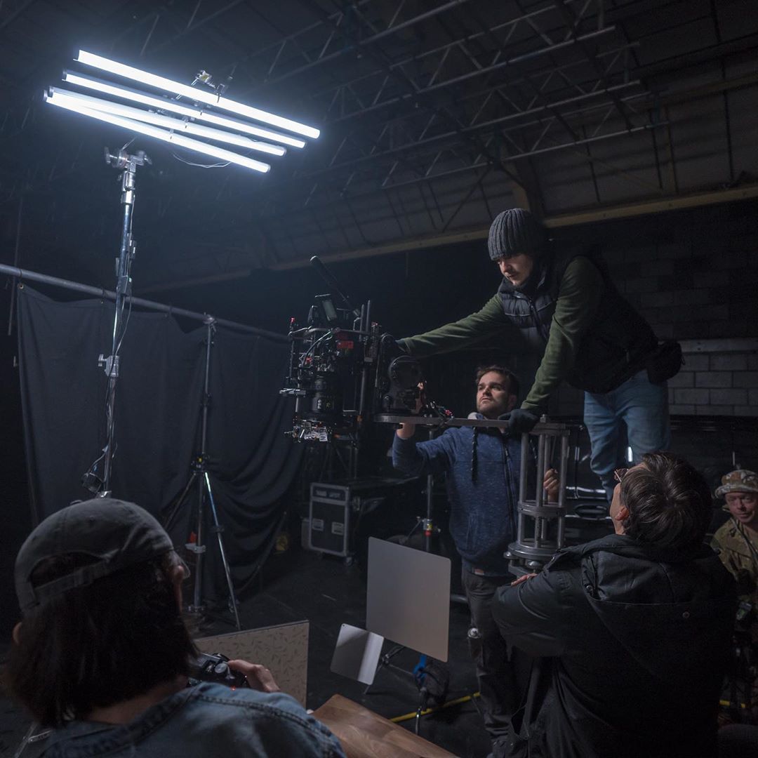 a group of people in a dark room