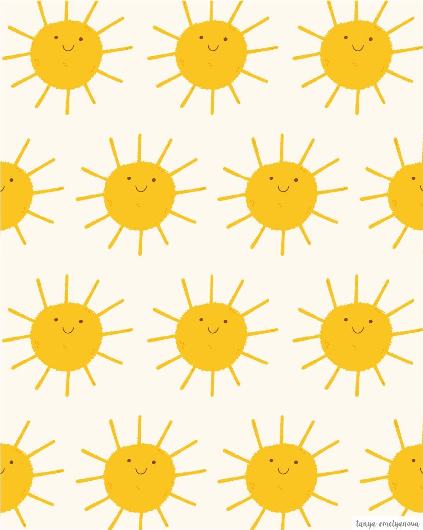 a yellow sun pattern on a white background