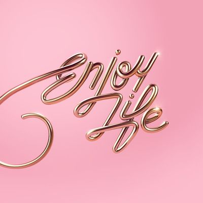 a pink background with gold lettering that says enjoy life