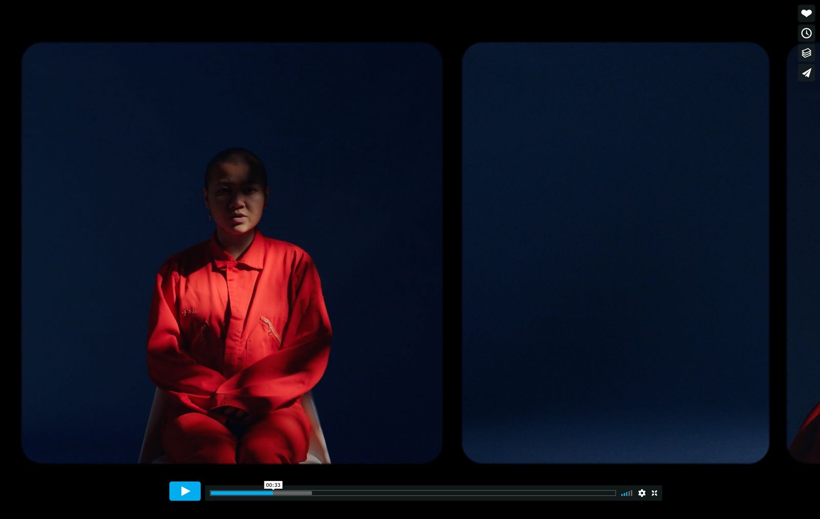 two images of a woman in a red dress