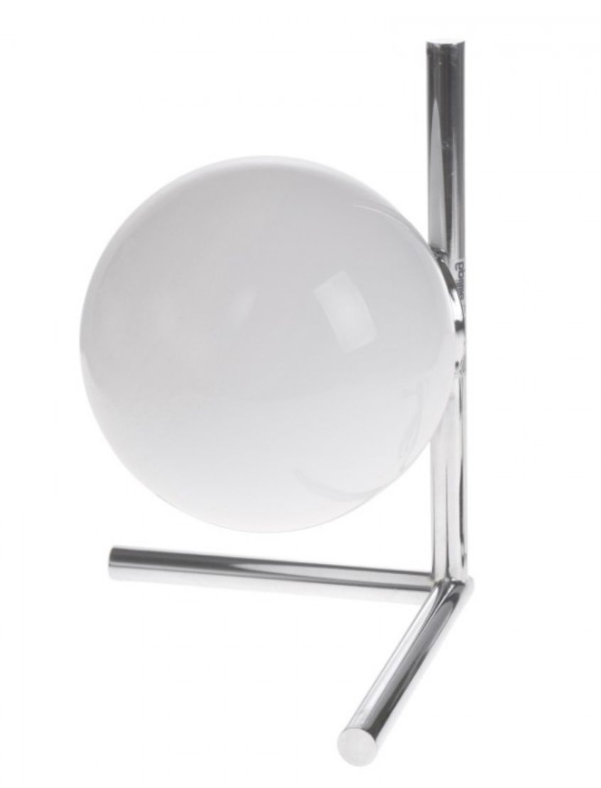 a white ball on a metal stand on a white background