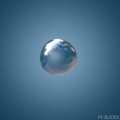 a glass ball floating in the air on a clear day