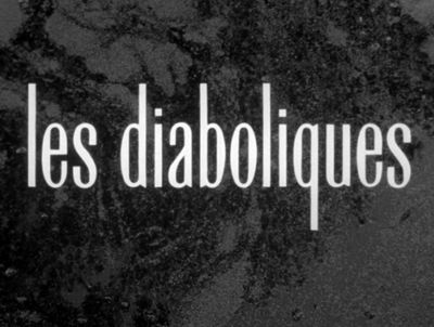 a black and white photo with the words les diabolques