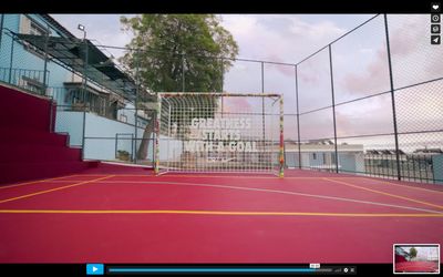 a tennis court with a goal on it