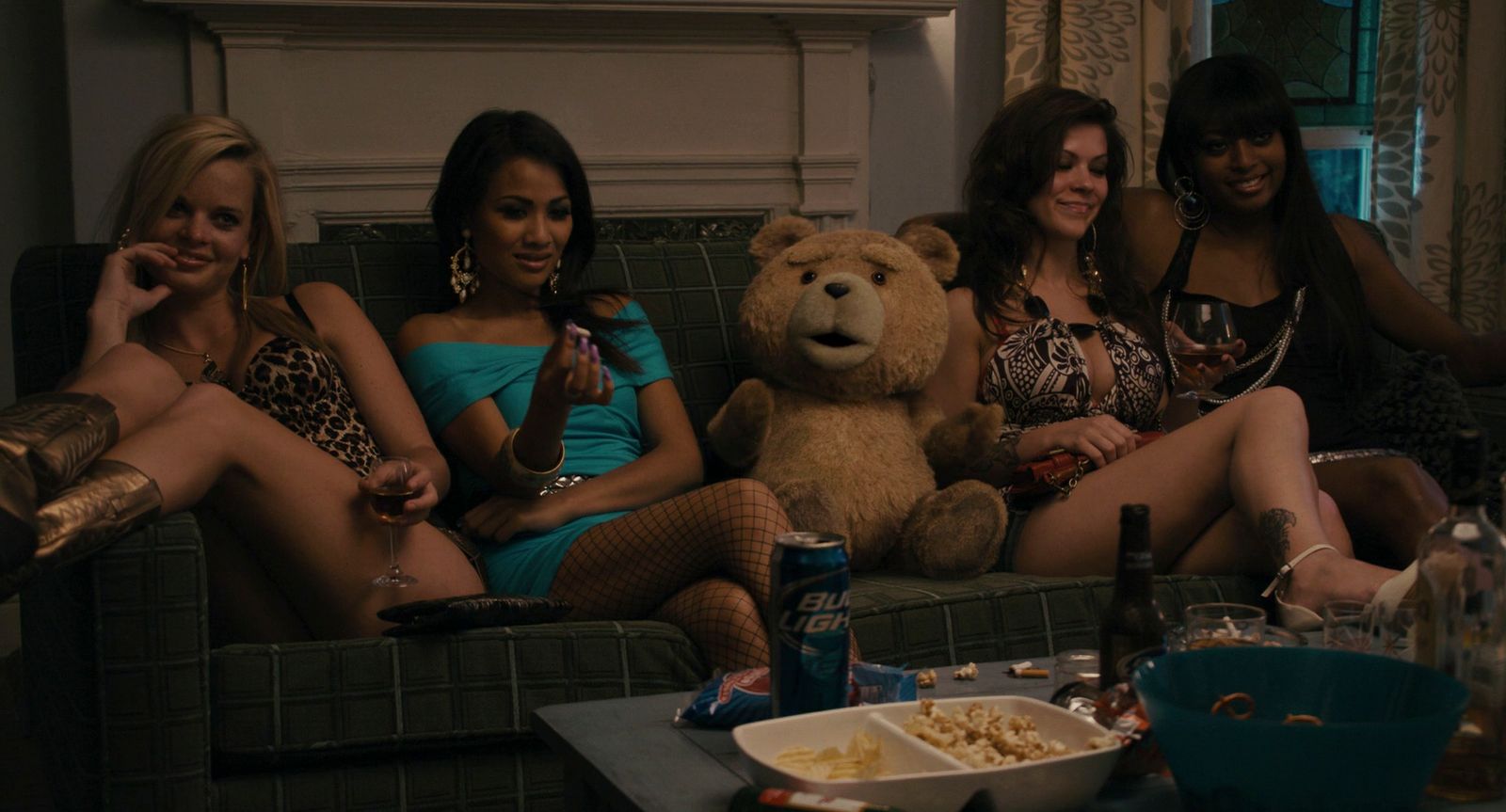 a group of women sitting on top of a couch