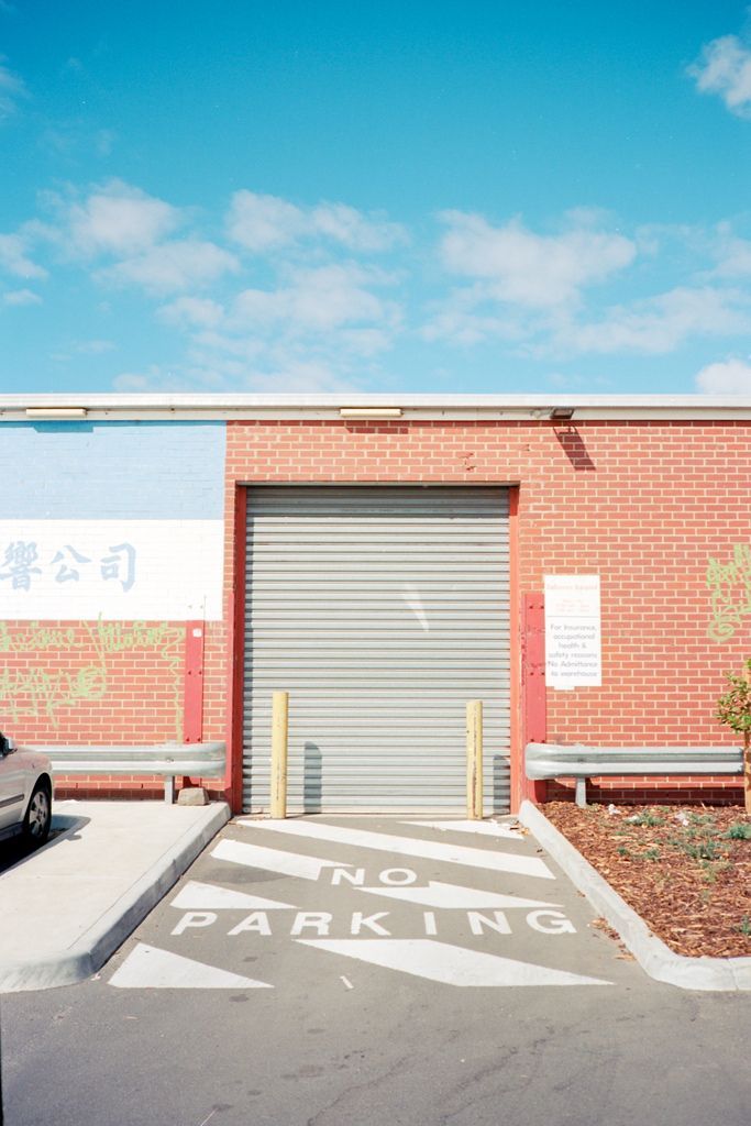 a parking lot with a fire hydrant and a fire hydrant