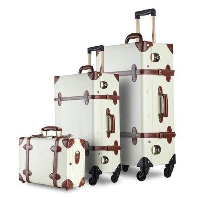 three pieces of luggage sitting next to each other