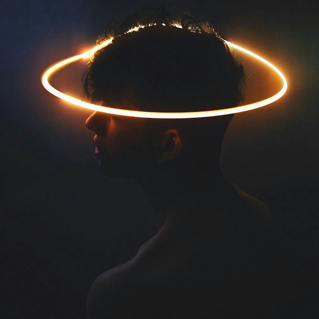 a man with a halo around his head