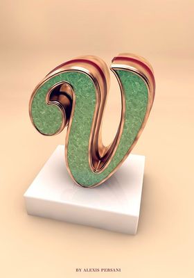 a 3d image of a green and red object