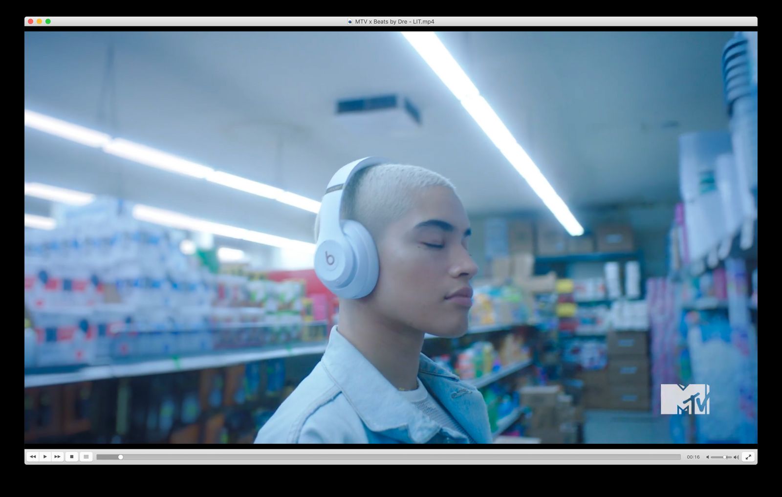 a man wearing headphones in a store