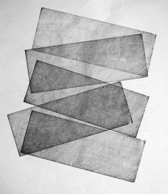 a pencil drawing of three rectangles on a piece of paper