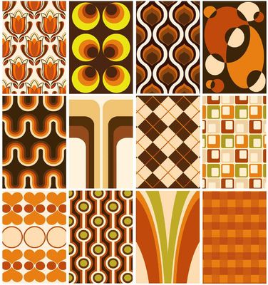 a collage of orange and brown patterns