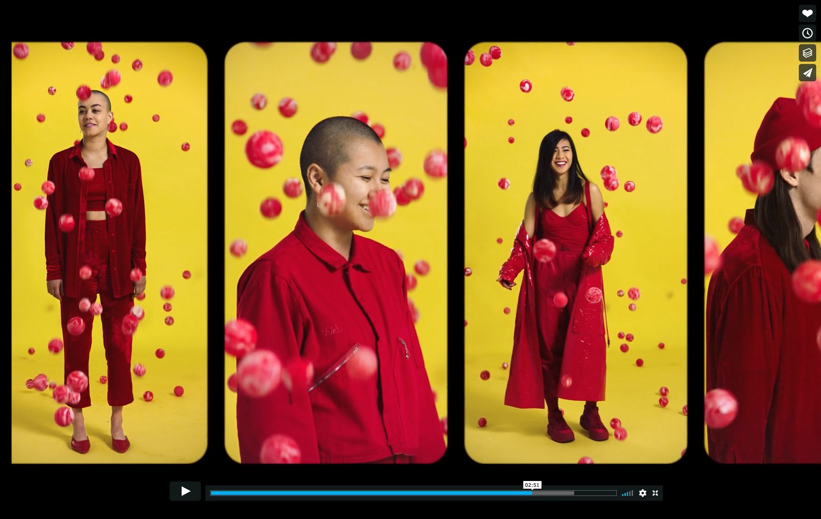 a woman in a red dress and a man in a red shirt