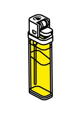 a drawing of a lighter with a cigarette in it