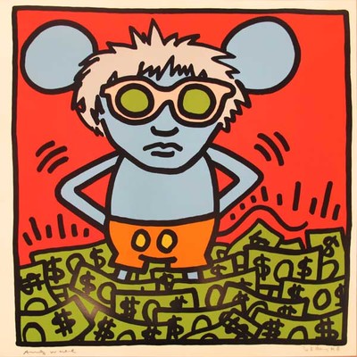 a drawing of a mouse with glasses on