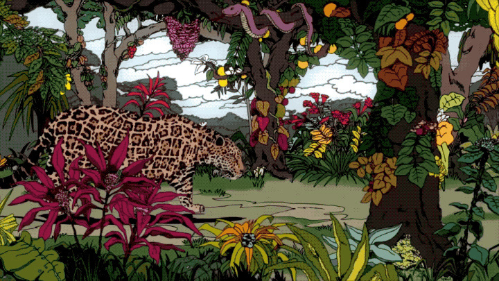 a painting of a leopard in the jungle