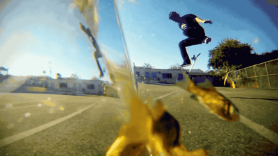 a skateboarder is doing a trick in the air