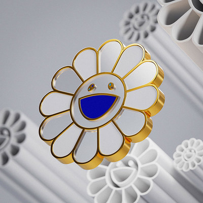 a close up of a decorative object with a flower on it