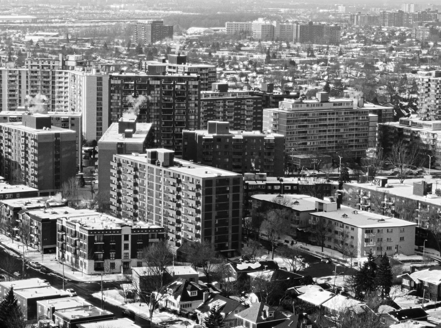 a black and white photo of a city