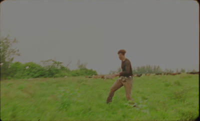 a man standing in a field of green grass