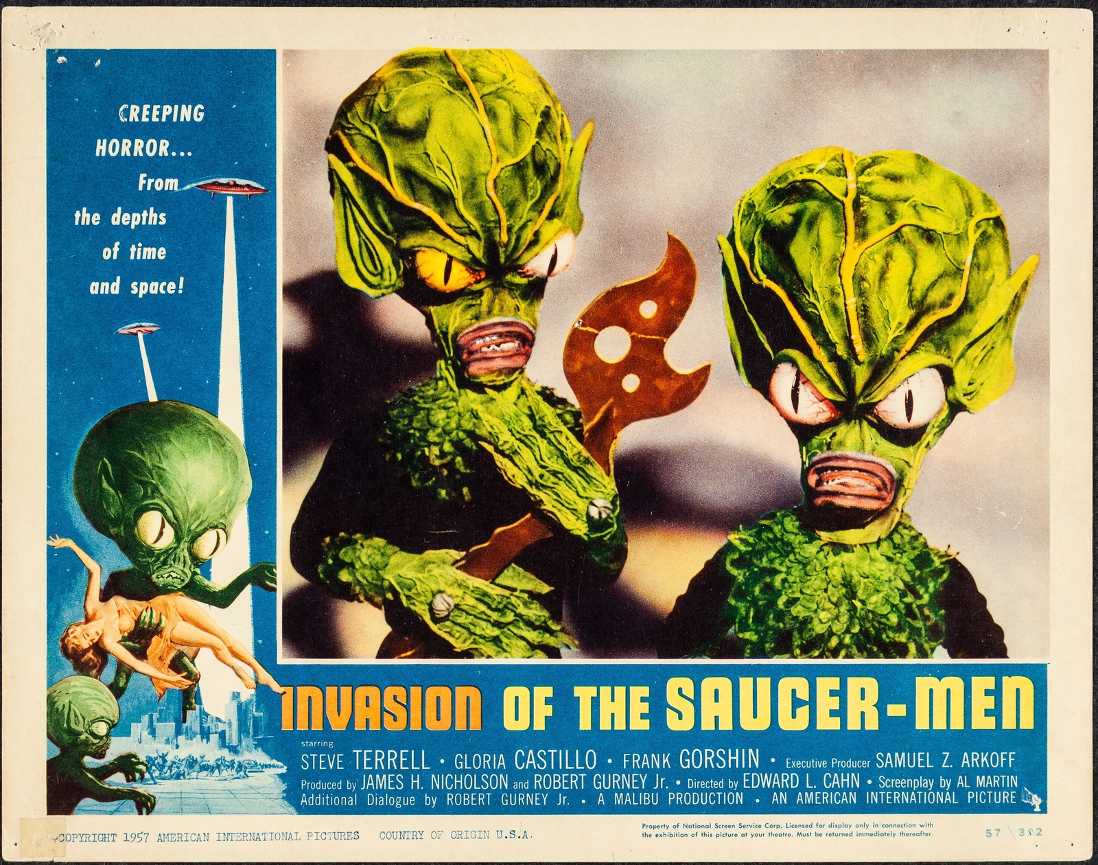 a movie poster for the film invasion of the saucer - men