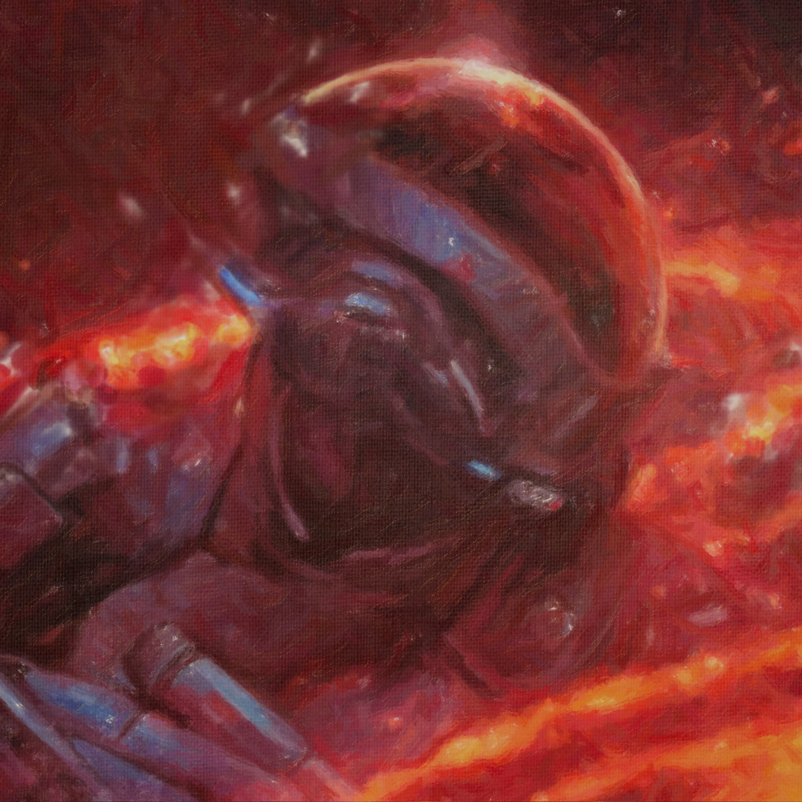 a painting of a man in a space suit