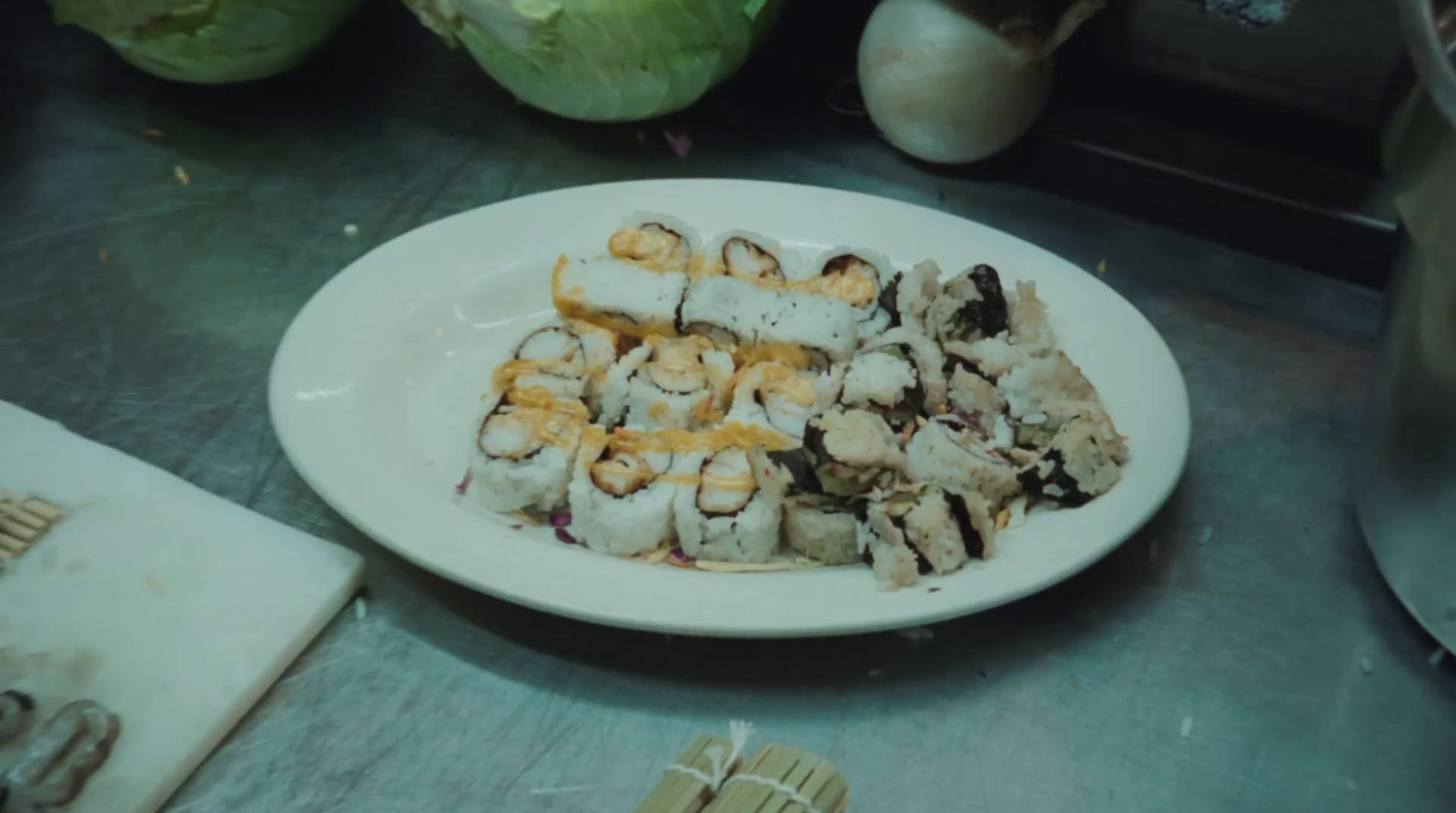 a plate of food that is on a table