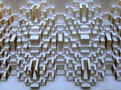 a sculpture made out of squares and squares