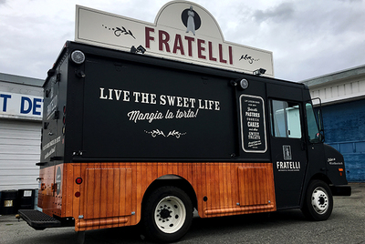 a food truck parked in front of a building